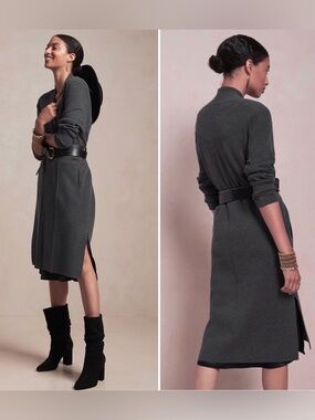 EUC Banana Republic Duster Cardigan Stylish Long Sweater Pockets Charcoal Gray M